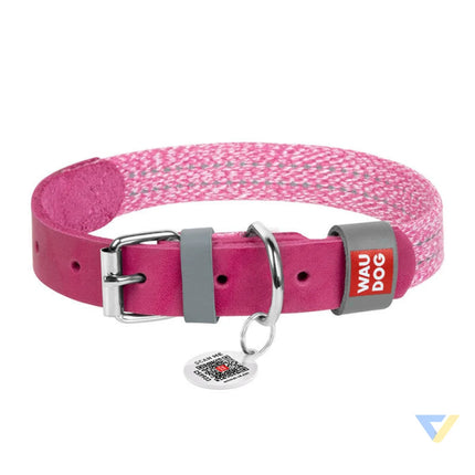 Classic Dog collar with QR code Waudog size M pink Walking and transportation