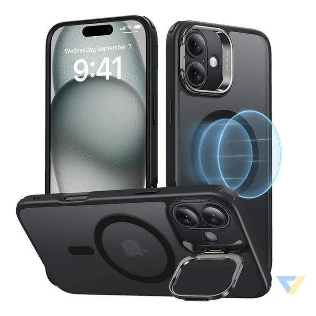 Classic Hybrid (HaloLock) ESR case with stand for iPhone 16 (black) Protective cases for smartphones