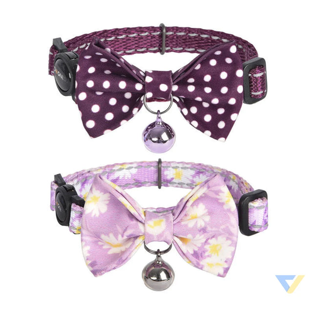 Collar set Dogness for cats 2 pcs (Calamus Purple/Polka Dot Purple) Walking and transportation