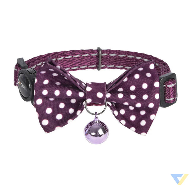 Collar set Dogness for cats 2 pcs (Calamus Purple/Polka Dot Purple) Walking and transportation