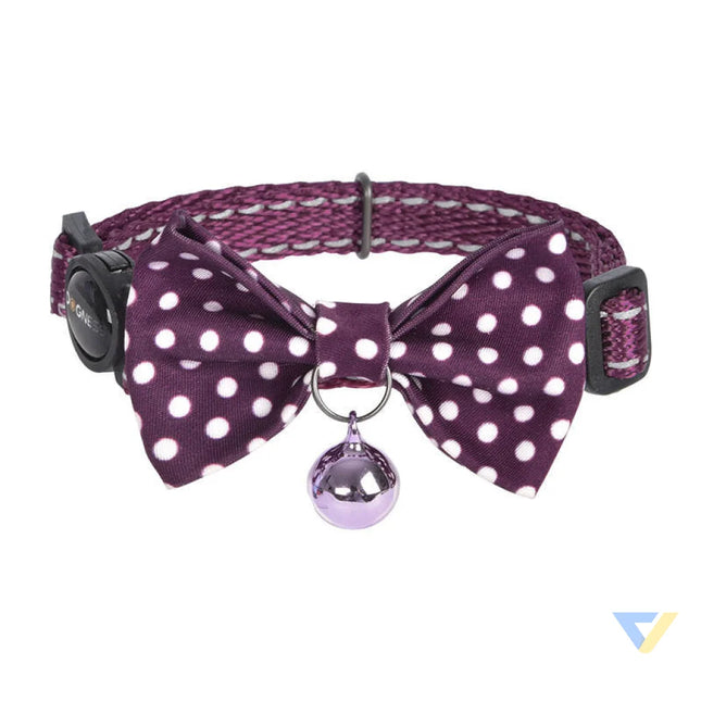 Collar set Dogness for cats 2 pcs (Calamus Purple/Polka Dot Purple) Walking and transportation