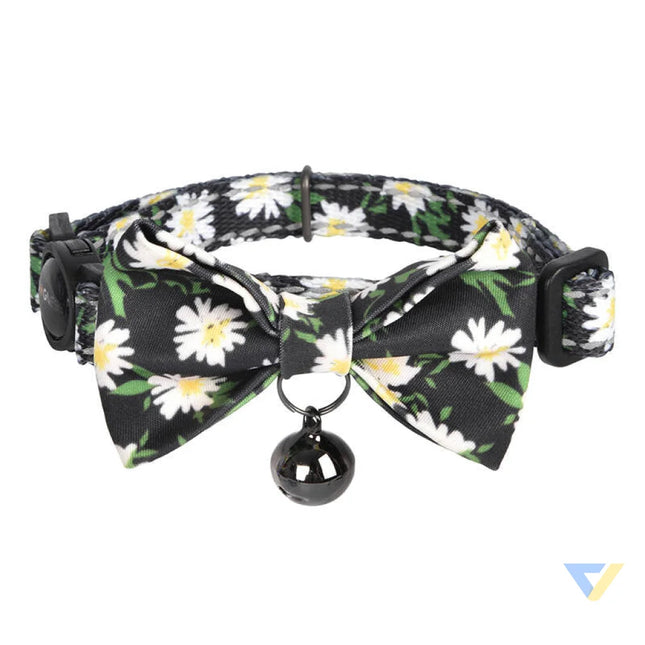 Collar set Dogness for cats 2 pcs (Daisy Black/Waterproof Red) Walking and transportation