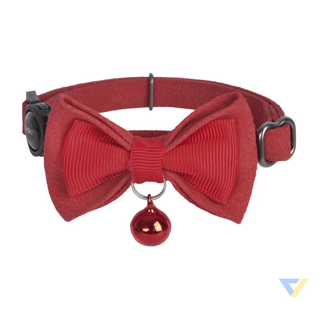 Collar set Dogness for cats 2 pcs (Genuine Leather Red/Fiber Black) Walking and transportation