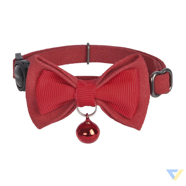 Collar set Dogness for cats 2 pcs (Genuine Leather Red/Fiber Black) Walking and transportation