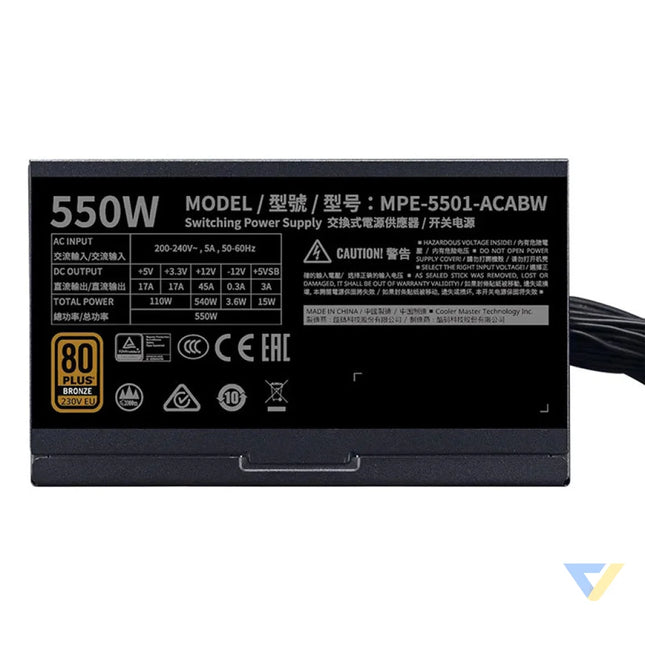 Cooler Master MWE BRONZE V2 230V 550W Power Supply Unit Computer power supplies