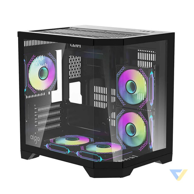 Darflash FT350 computer case + 5 aRGB fans (black) With fan