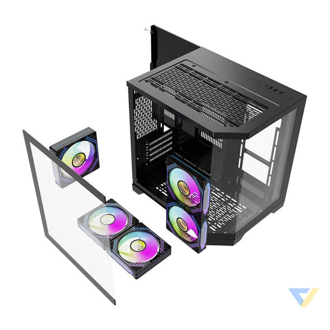 Darflash FT350 computer case + 5 aRGB fans (black) With fan