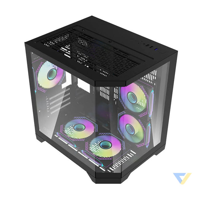 Darflash FT350 computer case + 5 aRGB fans (black) With fan