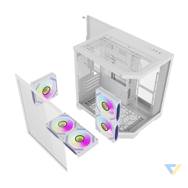 Darflash FT350 computer case + 5 aRGB fans (white) With fan
