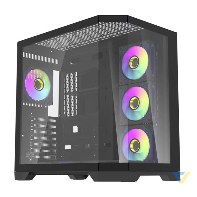 Darflash FT418 PRO computer case + 7 aRGB fans (black) With fan