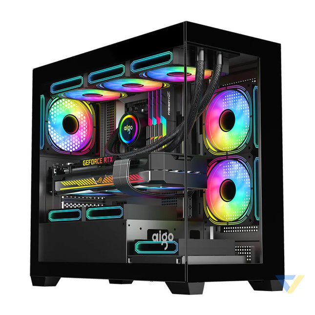 Darkflash C218M computer case + 6 ARGB fans (black) With fan