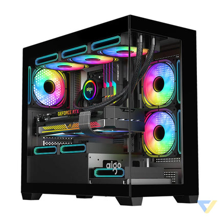 Darkflash C218M computer case + 6 ARGB fans (black) With fan