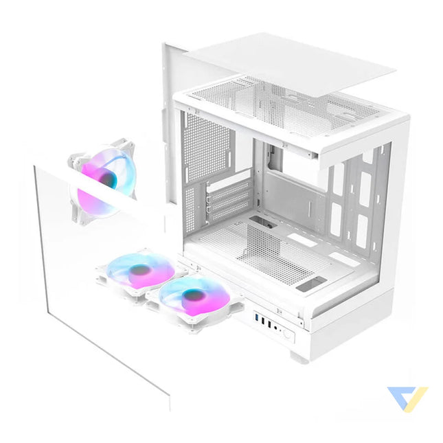 Darkflash DB330M computer case (white) + 3 ARGB fans With fan