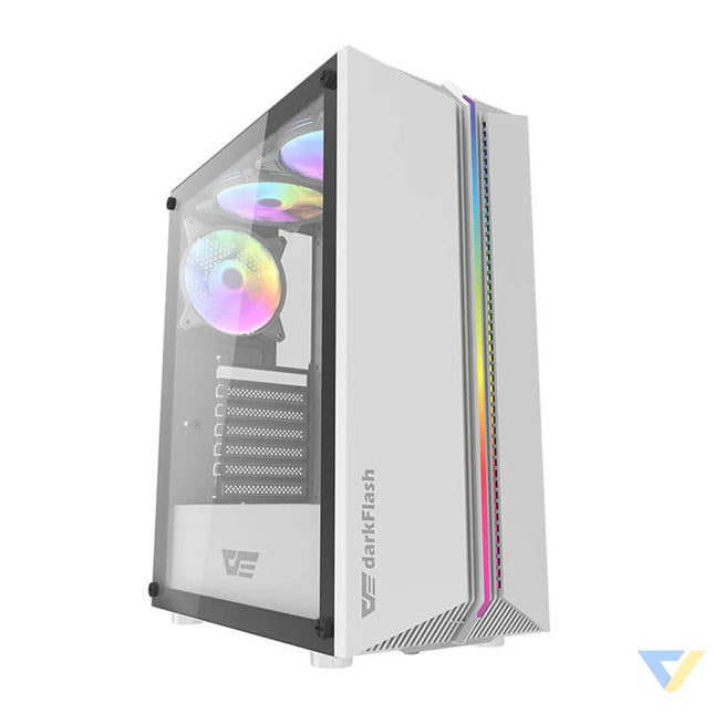 Darkflash DK151 LED computer case (white) + 3 RGB fans With fan