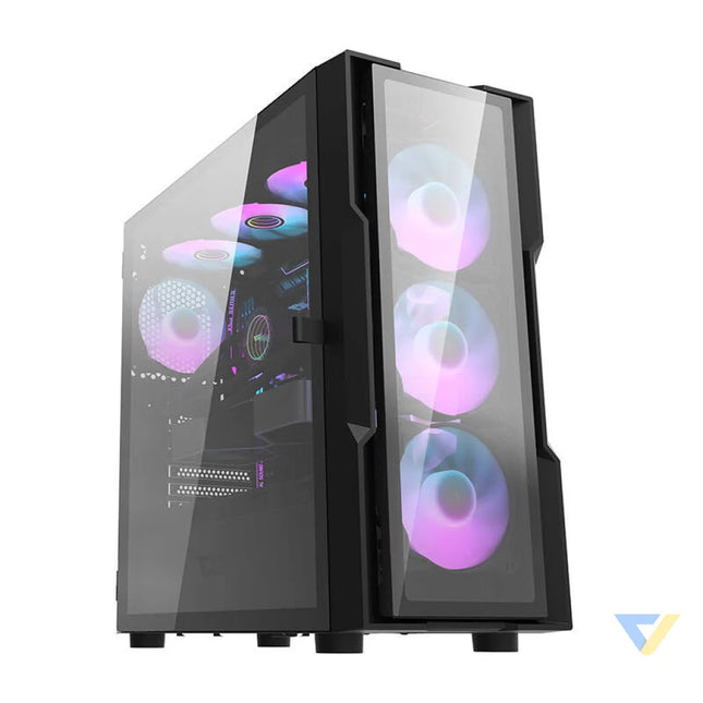 Darkflash DK431 Glass computer case (black) + 4 RGB fans With fan