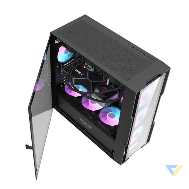 Darkflash DK431 Glass computer case (black) + 4 RGB fans With fan