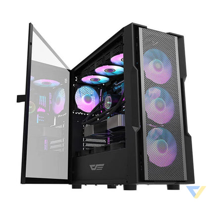 Darkflash DK431 Mesh computer case (black) + 4 ARGB fans With fan