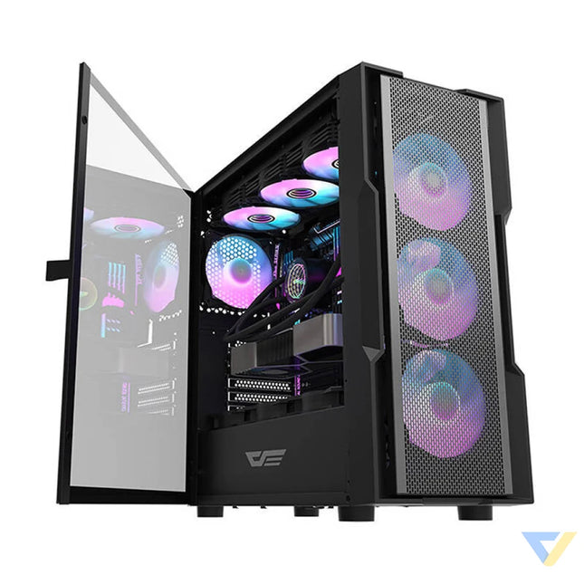 Darkflash DK431 Mesh computer case (black) + 4 ARGB fans With fan