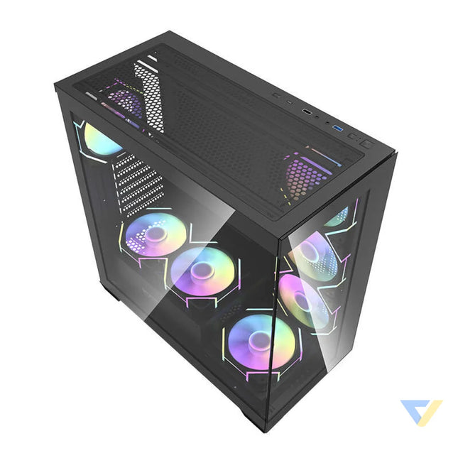 Darkflash DS900 computer case (black) + 7 ARGB fans With fan