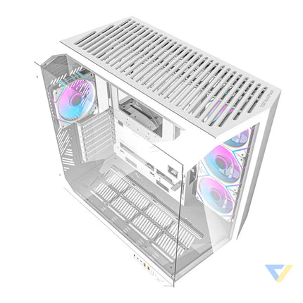 Darkflash DY470 computer case (white) + 4 fans + GPU bracket With fan