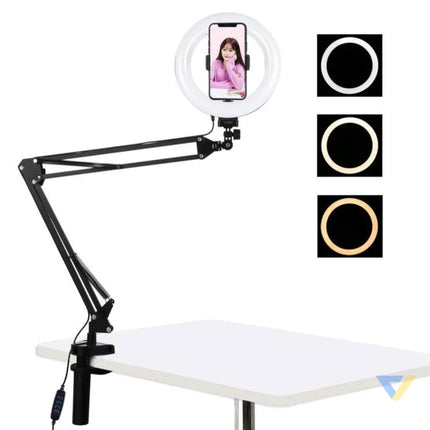 Desktop arm stand Puluz with 20cm LED Vlogging Ring PKT3089B Ring lights