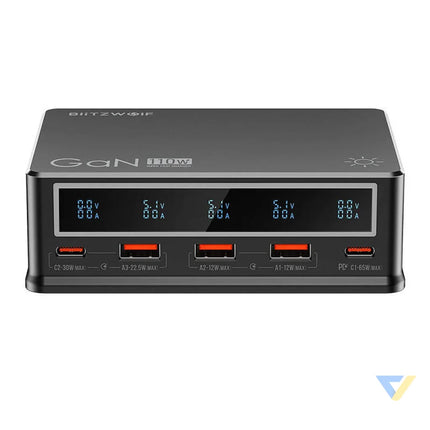 Desktop Charger Blitzwolf BW i9 110W PD 3xUSB A 2xUSB C (black) mains chargers