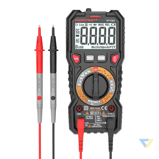 Digital Multimeter with Flashlight Habotest HT118C True RMS NCV battery testing Measuring tools