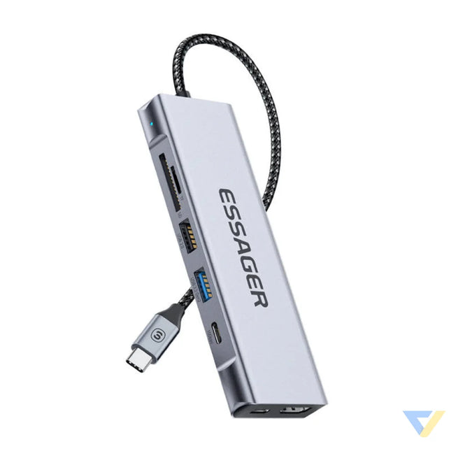 Docking Station Essager EHB08 QK0G Z HDMI 2xUSB A SD card TF card (gray) Docking stations