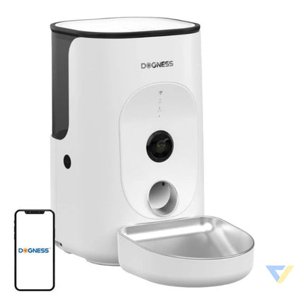 Dogness F15 WiFi 4L smart food dispenser with camera with stainless steel bowl (white) Bowls
