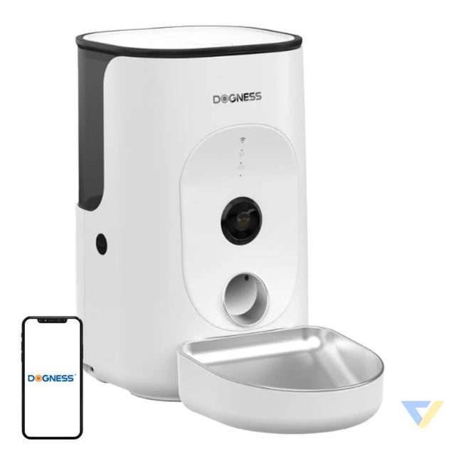 Dogness F15 WiFi 4L smart food dispenser with camera with stainless steel bowl (white) Bowls