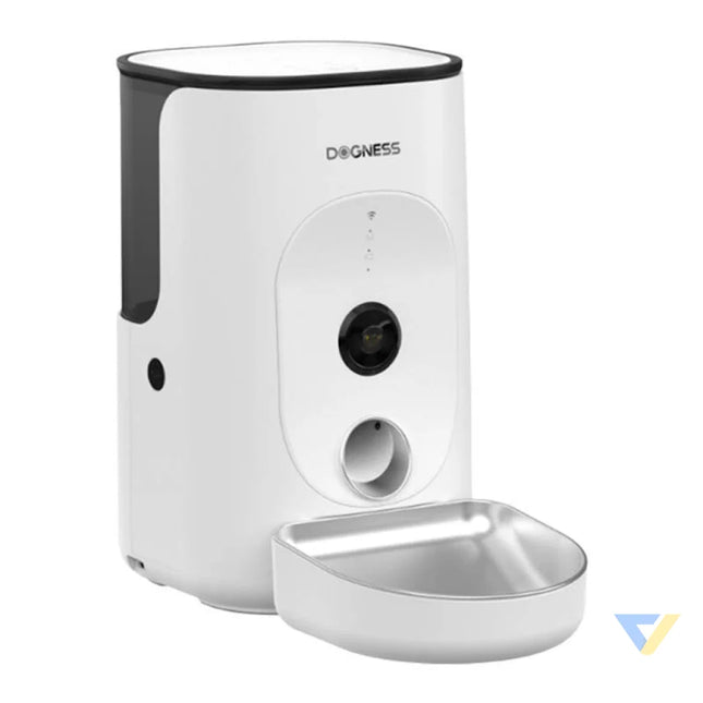 Dogness F15 WiFi 4L smart food dispenser with camera with stainless steel bowl (white) Bowls