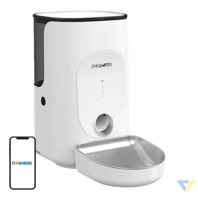 Dogness F16 WiFi 5G 4L smart food dispenser with stainless steel bowl (white) Bowls