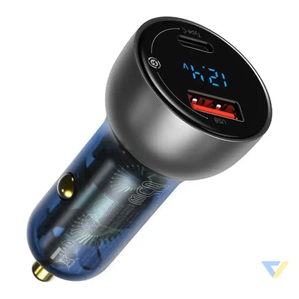 Dual Quick Charger Car Charger Baseus Particular Digital Display QC + PPS 65W (Silver) Car chargers