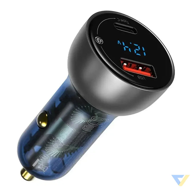Dual Quick Charger Car Charger Baseus Particular Digital Display QC + PPS 65W (Silver) Car chargers