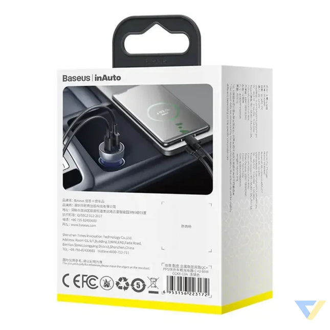 Dual Quick Charger Car Charger Baseus Particular Digital Display QC + PPS 65W (Silver) Car chargers