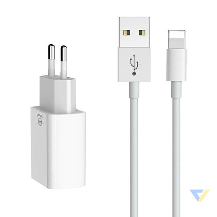 Dual USB charger Mcdodo CH 6720 (EU) Lightning 1m Travel set (white) mains chargers