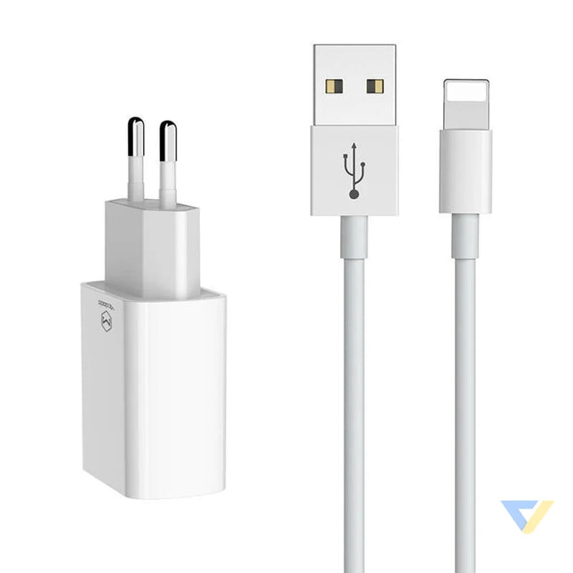 Dual USB charger Mcdodo CH 6720 (EU) Lightning 1m Travel set (white) mains chargers