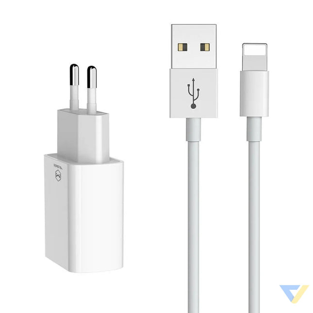 Dual USB charger Mcdodo CH 6720 (EU) Lightning 1m Travel set (white) mains chargers