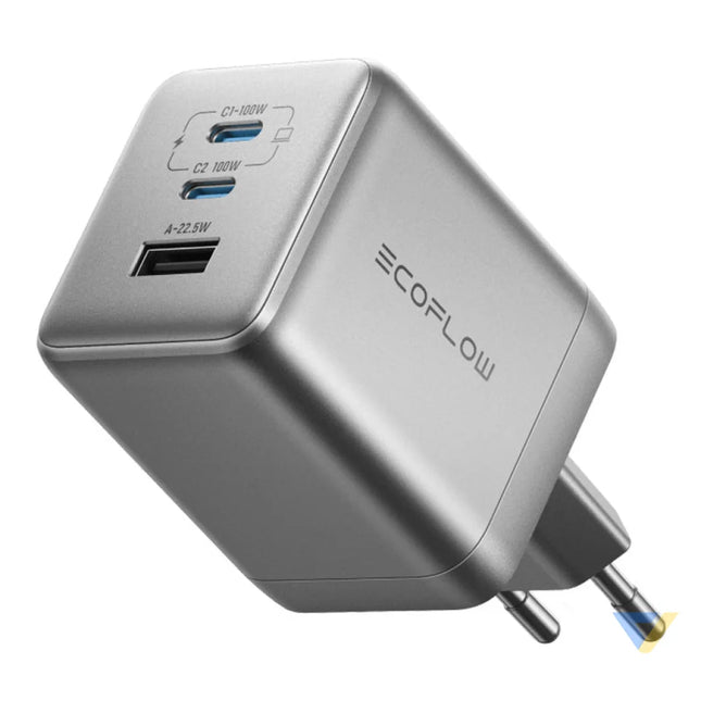 EcoFlow RAPID Pro 100W mains charger 2xUSB C 1xUSB A GaN mains chargers