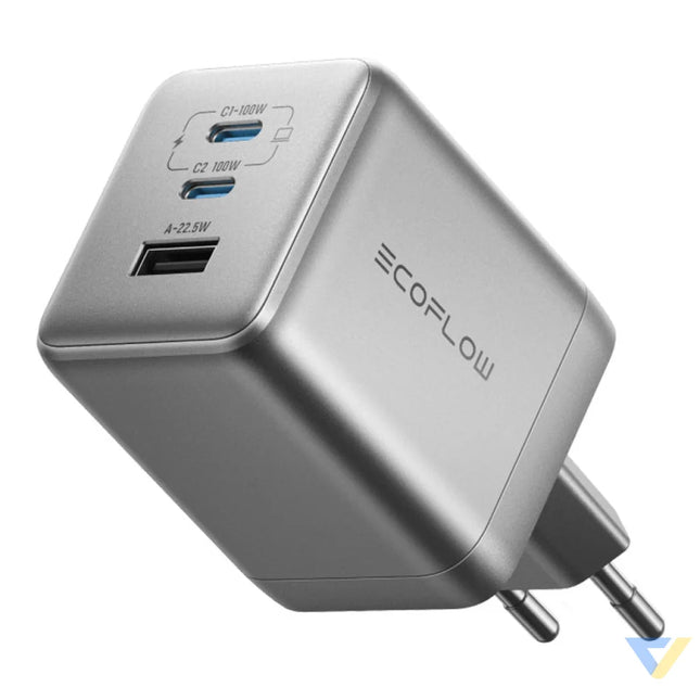 EcoFlow RAPID Pro 100W mains charger 2xUSB C 1xUSB A GaN mains chargers