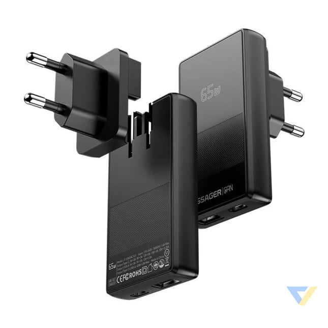 Essager ECT65W QCB01 Z GaN 65W A + C Charger (black) mains chargers