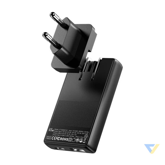 Essager ECT65W QCB01 Z GaN 65W A + C Charger (black) mains chargers