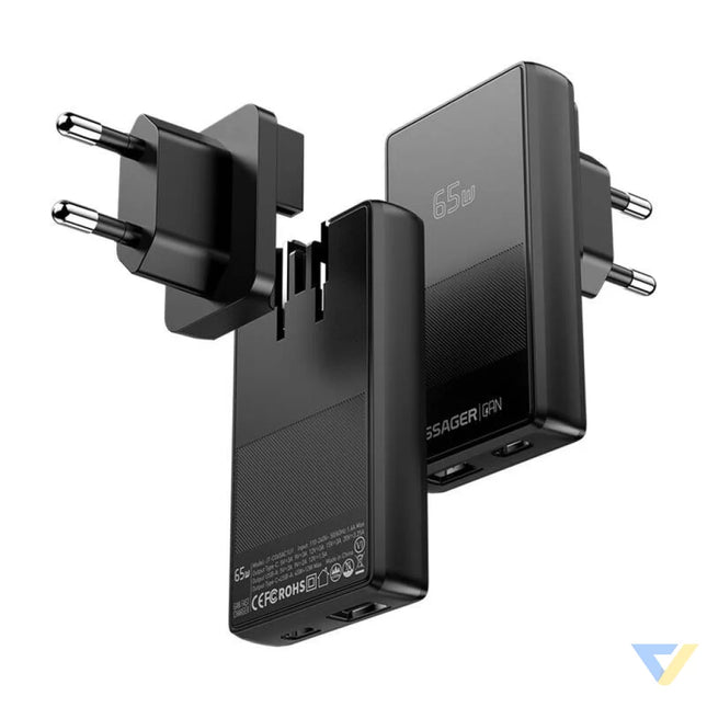 Essager ECT65W QCB01 Z GaN 65W A + C Charger (black) mains chargers