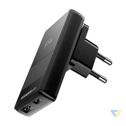Essager ECT65W QCB01 Z GaN 65W A + C Charger (black) mains chargers
