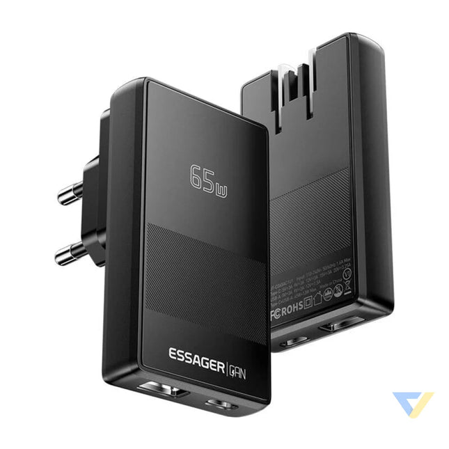 Essager ECT65W QCB01 Z GaN 65W A + C Charger (black) mains chargers