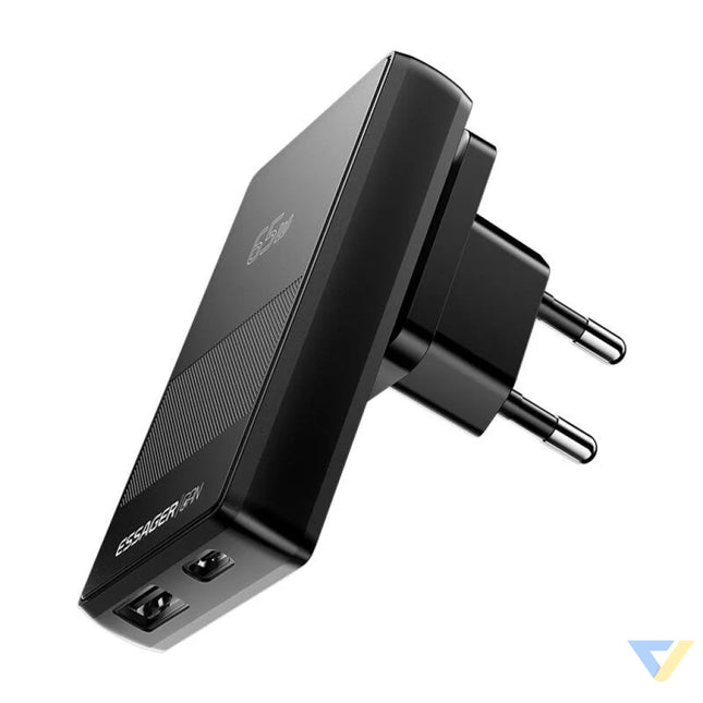 Essager ECT65W QCB01 Z GaN 65W A + C Charger (black) mains chargers