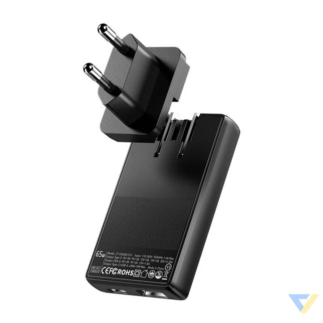 Essager ECT65W QCB01 Z GaN 65W A + C Charger (black) mains chargers