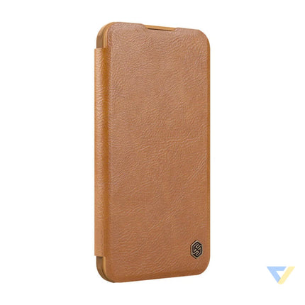 Etui Nillkin Qin Prop Leather iPhone 16 (brązowy) Protective cases for smartphones