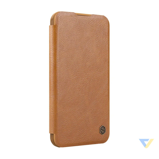 Etui Nillkin Qin Prop Leather iPhone 16 (brązowy) Protective cases for smartphones