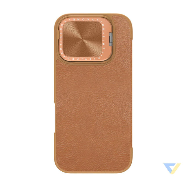Etui Nillkin Qin Prop Leather iPhone 16 (brązowy) Protective cases for smartphones